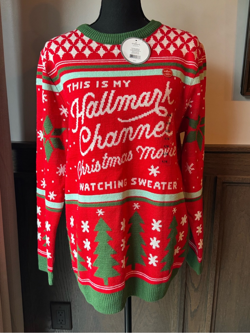 Hallmark Channel Christmas Ugly Sweater Movie Watching Sweater large NWT